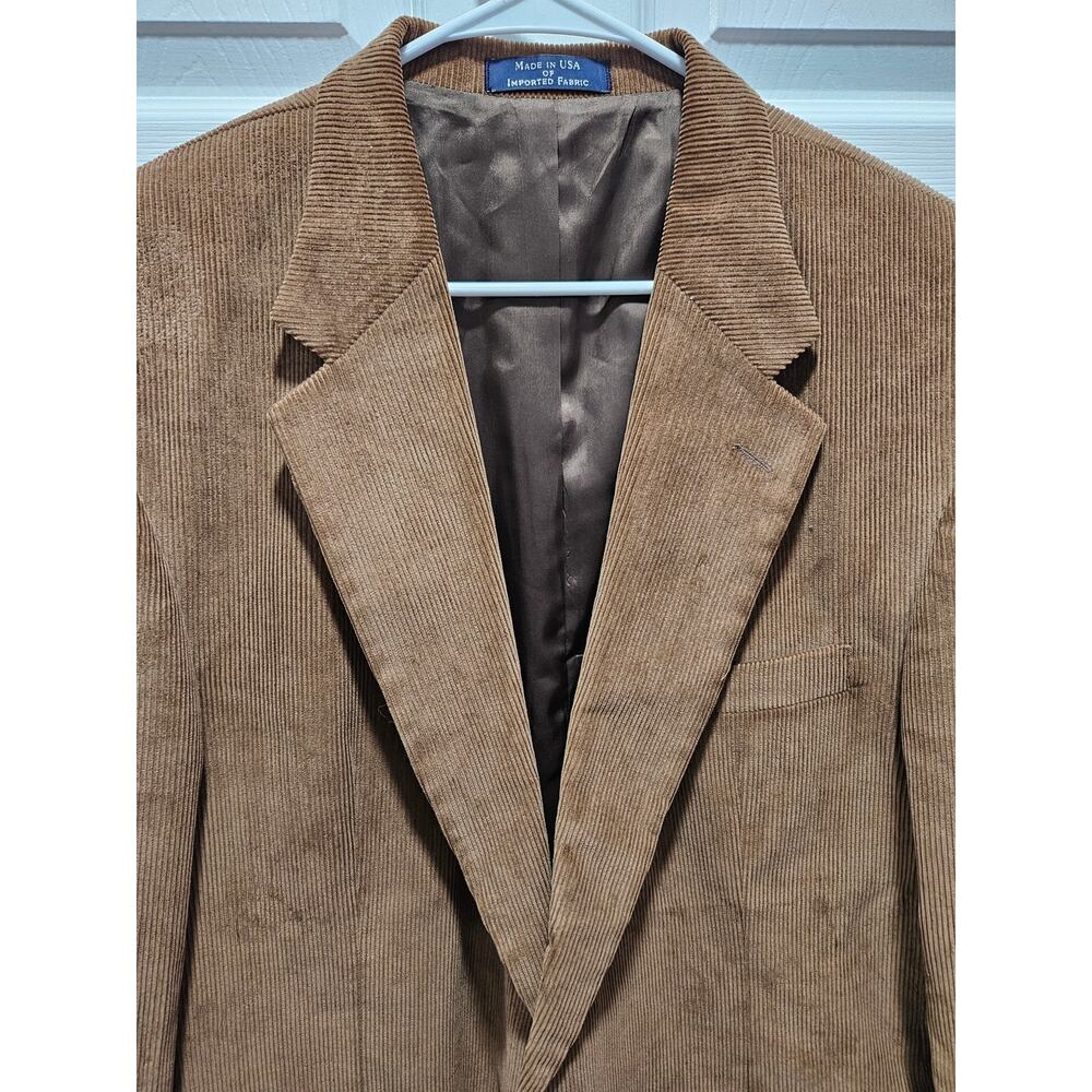 Vintage Lands' End Men Corduroy Blazer Sports Jacket Size 46 L Cotton Tan Brown - Picture 4 of 12